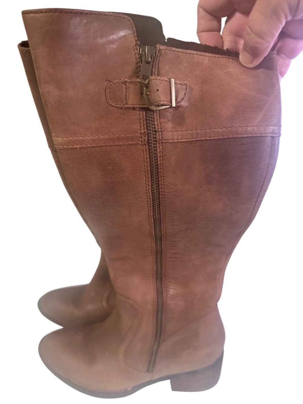 Born brown zip side leather boots size 7M